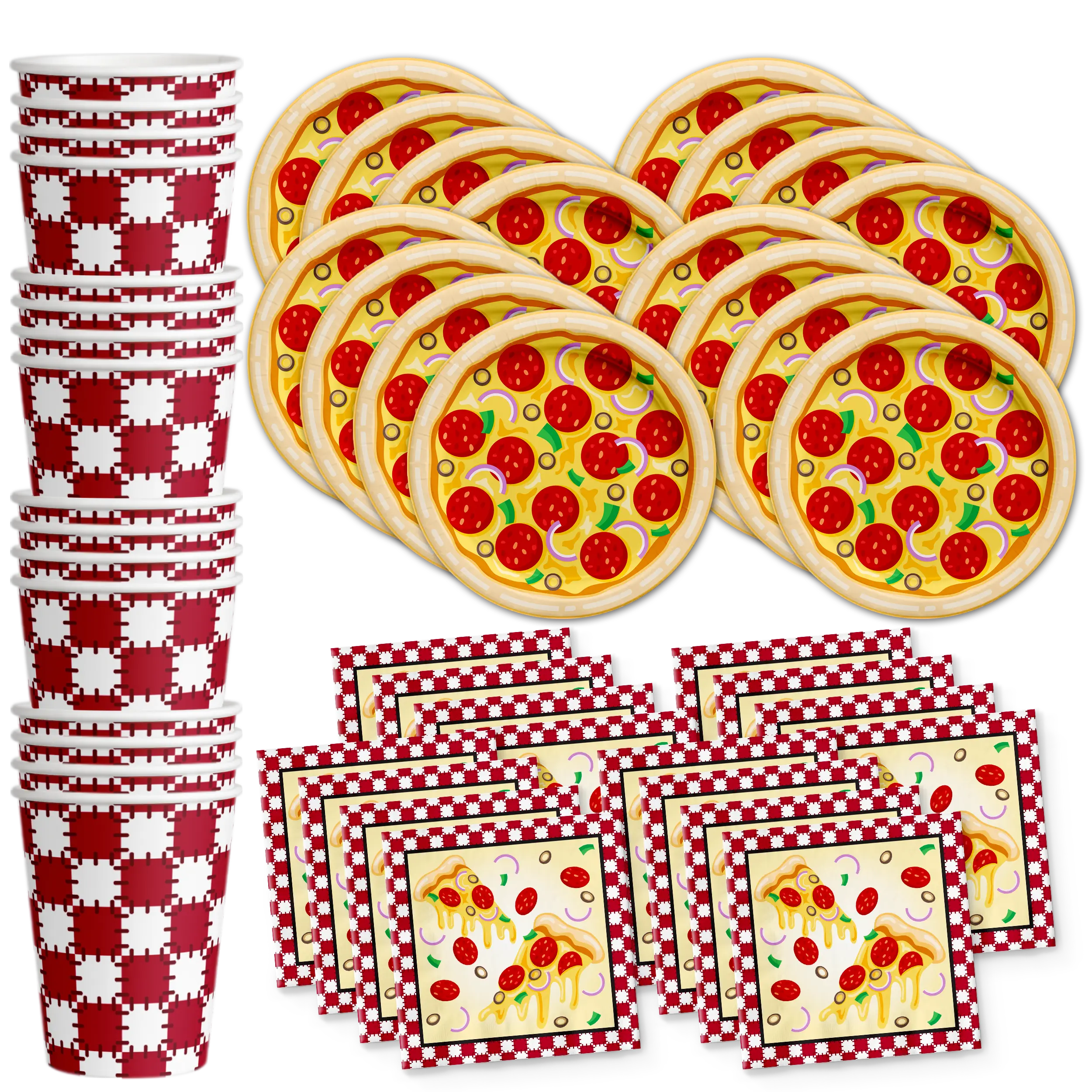 Pizza Birthday Party Tableware Kit For 16 Guests