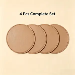 4-Pack PU Leather Coffee Coasters Set, Heat-Resistant Non-Slip Drink Mats, Ideal for Home Decor and Gifts, Perfect for Holiday Parties