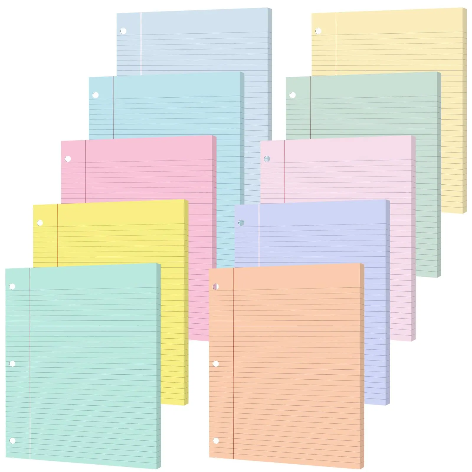 GISGFIM Durable College Ruled Loose Leaf Binder Paper - 100 Thick Sheets, 8"x10.5" 3-Hole Punched Refill Inserts for 3-Ring Binders, Office & Back to School & College Supplies, Back To School Supplies, College School Supplies