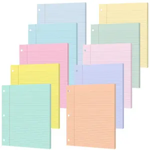 GISGFIM 100 Sheets Loose Leaf Binder Paper, 8" x 10.5" Colored College Ruled Paper, 3 Hole Punched Lined Refill Inserts Thicken for 3-Ring Binders Notebooks Planner Writing School Office