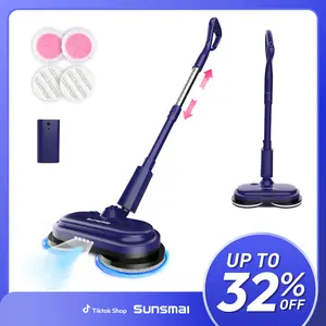 Cordless Electric Spin Mop, 360° Rotary Mop Head, Suitable for Hardwood Floors and Tile Floor Cleaning , Wireless Spray Design,LED Light and 300ml Spray Box, 60 Minutes of Running Time,