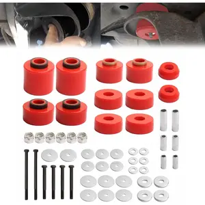 Mount Bushing Kit Compatible With  F-150 F-250 F-350 2WD 4WD 1980-1998 Polyurethane  Cab Mount Bushing KitIncludes Steel Sleeves & Hardware (Red)