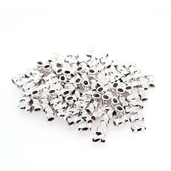 100pcs 925 Sterling Silver Twist Tube Crimp Beads