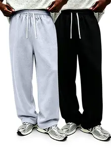 summervibes2-pack men’s casual loungewear pants — trendy athletic long pants with drawstring, suitable for spring, summer, autumn, and all seasons; comfortable and breathable, ideal for workouts, jogging, and commuting.