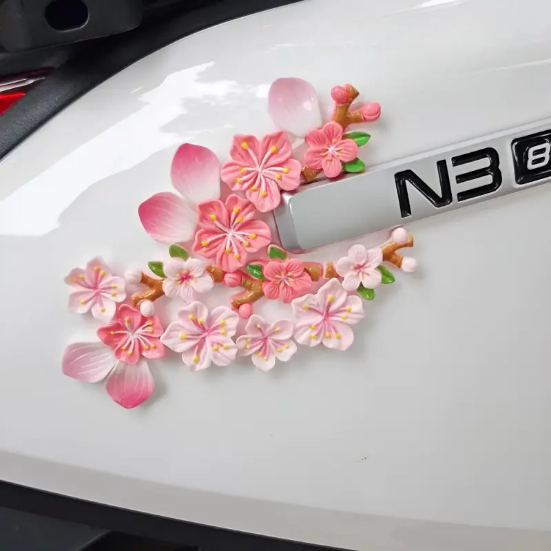 3D stereoscopic peach blossom decorative stickers DIY combination cherry blossom pattern stereoscopic stickers suitable for car, motorcycle stickers and decorations, Car Vehicle Decoration, Car Decal Universal car sticker, Car Accessories Cute
