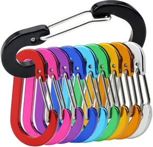 Mini Carabiner Clip Aluminum Lightweight D-Shape Spring for Keychain Climbing Fishing Hiking Outdoor Portable & Practical Colorful Clips