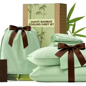 Set of 4 Bamboo Bed Sheets - Kids' Sheet And Pillowcase Collections - Exceptionally Soft And Breathable Cooling Bedding - Deep Pockets for Mattresses Up to 18" - Luxury Hotel Quality Sheets And Pillowcases - Ideal for Those Who Sleep Hot - Excellent