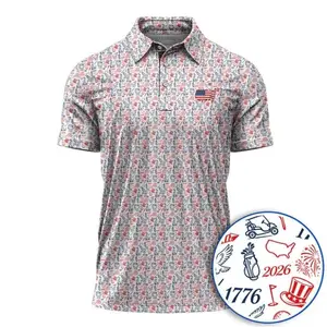 1776–2026 USA 250th Anniversary Golf Polo Shirt, Patriotic American Flag Golf Polo for Men
