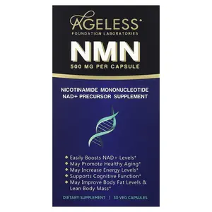 Ageless Foundation Laboratories NMN, 500 mg, 30 Veg Capsules