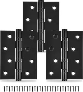 3-Pack Black Door Hinges, 4 Inch Heavy Duty Stainless Steel Hinge for Interior Exterior Doors, Max Loading 150LB, Matte Black Ball Bearing Hinges with Screws, Smooth and Quiet