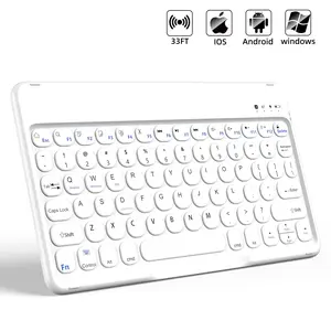 10-inch Wireless Bluetooth Keyboard with Round Keycaps (White / Includes Type-C Charging Cable) | Retro Round Keycaps for Comfortable Typing | Bluetooth Connectivity, Compatible with Multiple Devices