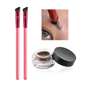 Multi Function Eyebrow Brush, Eye Brow Concealer Contour Brush, Three-dimensional Concealer Makeup Brush,Ultra Thin Angled Eyeliner Makeup Brush Set (darkbrown 3COUNT)