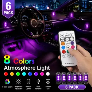 6 Pack Wireless Remote 8 Color LED Warning Lights, Emergency Flashing Strobe Safety Lights for Cars, Trucks, Motorcycles, Trailers & RVs
