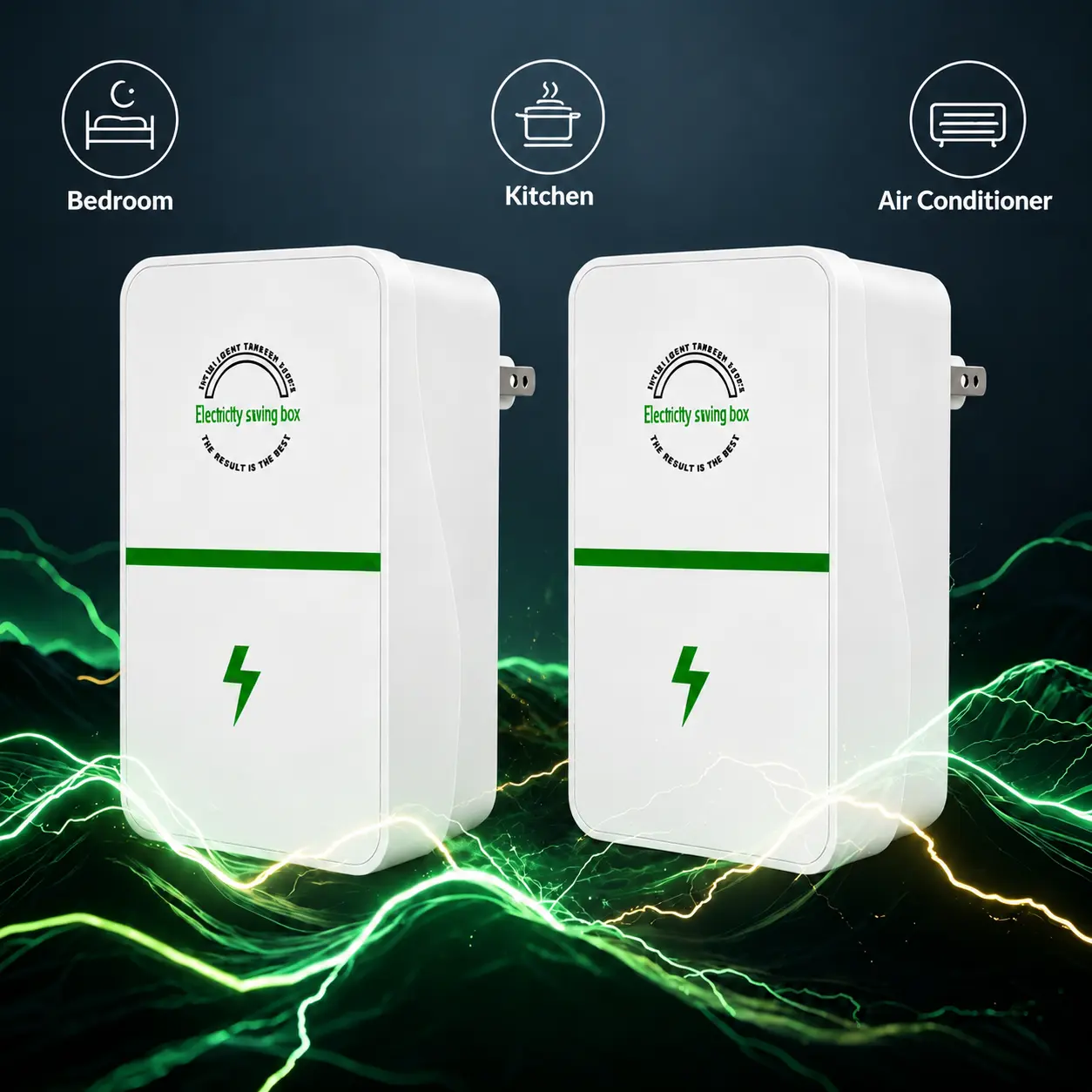 updated design 2 /4 Pack Energy Saving Power Socket, Surge Protector Plug with Voltage Stabilizer, Flame Retardant Electricity Saver for AC Refrigerator, US Wall Plug
