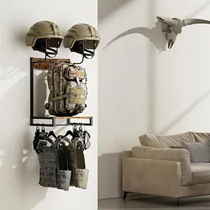 Motorcycle helmet holder, helmet holder wall mount, helmet holder, helmet holder with hook and clip, helmet wall mount for storing motorcycle accessories, motorcycle helmets, etc.