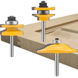 TAIWAIN 1/4 Inch Shank Groove Tongue Cutter Router bit, Raised Panel Cabinet Door with Back-Cutter Panel Round Over Tool, Door Wood CNC Milling Tool for Woodworking(D1-G)