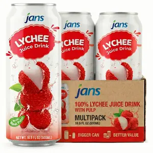 Jans 100% Lychee Juice with Pulp, 16.9 Fl Oz Multipack