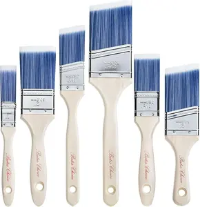 6 Pack, Treated Wood Handle, Paint Brushes for Walls, Stain Brush, Wall Paint Brushes, Furniture Paint Brush, Paint Brushes for Painting Walls,