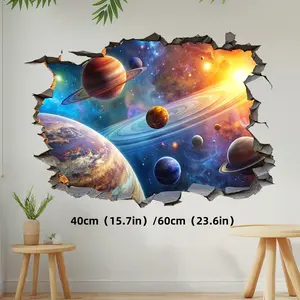 Space Planet Wall Sticker, Decorative Wall Sticker, Wall Decal, Space Theme Design, Living Room Decor, Bedroom Decoration, Room Ornament, Home Decoration, 1pcs, Easy Apply & Remove