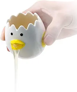 Luococo Cute Egg Separator, Ceramics Vomiting Chicken Egg Yolk White Separator, Practical Household Small Egg Filter Splitter, Kitchen Gadget Baking Assistant Tool, Dishwasher Safe (Yellow) EJOTSTSD
