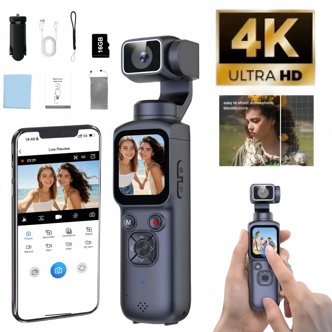 4K Cameras for Vlogging | Considerably Body Cam for Teenage Boy, Action Cam for Cycling, AI Face Tracking, 330° Rotating Lens, 1.72" TouchScreen | Portable WiFi Pocket Camera, Dual Cam Body Worn Cameras,Summer Sports Outdoors Equipment