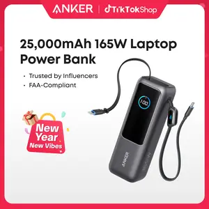 Anker Portable Laptop Power Bank with Built-In Cables, 25,000mAh High-Capacity Battery, Fast Charging for 4 Devices, Ideal for Office and Trips, Compatible with iPhone 17/16, MacBook, Galaxy, and More
