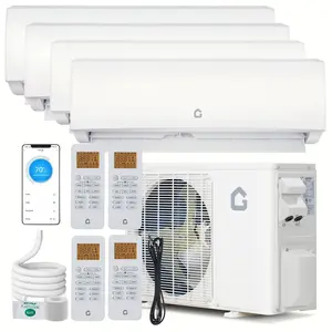 High Efficiency 4 Zone Mini Split Central Air Conditioner & Heater – 35,000 BTU (9K+9K+9K+18K), 19 SEER2, Ductless Wall Mounted System, Pre-Charged Condenser, Copper Line Set Not Included