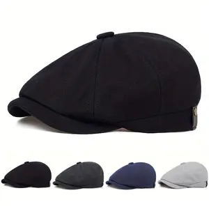 Unisex Solid Color Newsboy Hat Outdoor Sunscreen Leisure Hat Spring Autumn Travel Tourism Beach Vacation