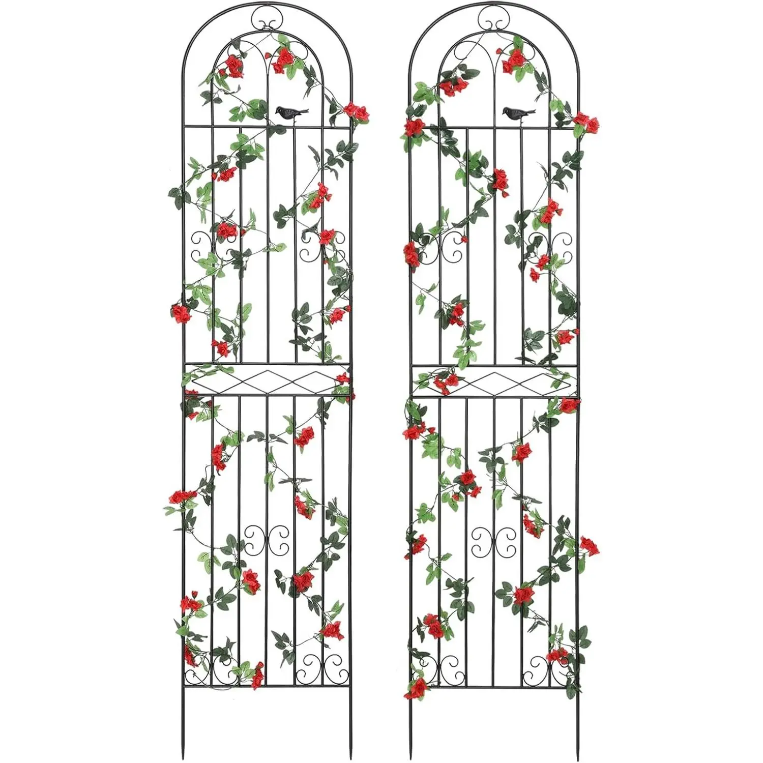 2 Pack 86.7" H x 19.7" W Metal Garden Trellis with Black Coating, Wire Lattice Grid Panel for Climbing Plants Outdoor Roses Vine Cucumbers Vegetables Flower Support (86.7" H, 2 Pack)
