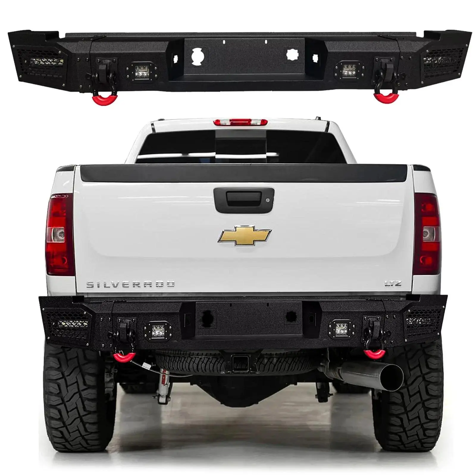 Vijay For 2007-2010 GMC Sierra/Silverado 2500 3500 Steel Rear Bumper W/LED Light
