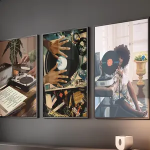 Set of 3 Black Woman Art Prints – African Black Girl Wall Art, Modern Abstract Portraits, Feminine Home Decor, Room Decor, Unframed