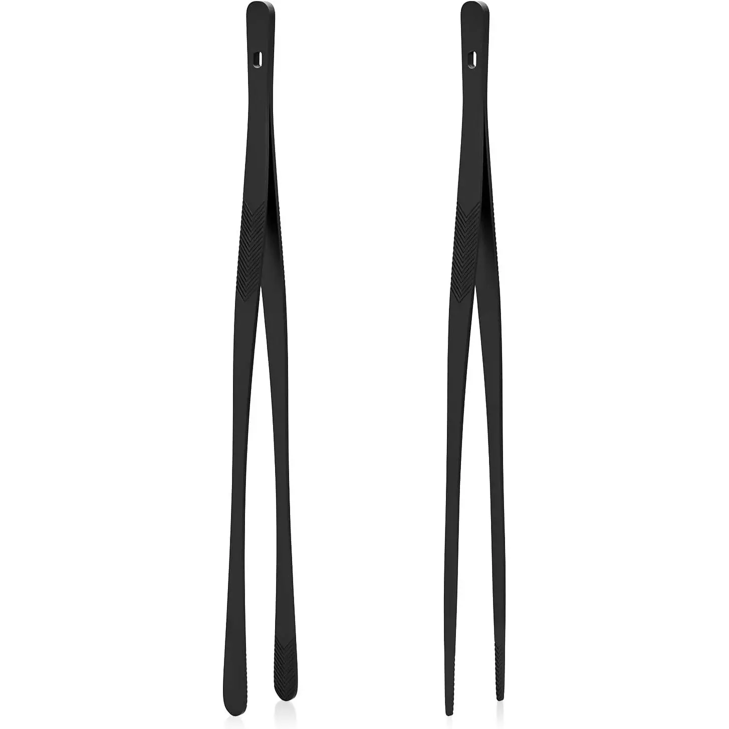 12" Stainless Steel Kitchen Tongs - 2-Count Sturdy Lightweight Fine-Tipped Design Utensils with Precision Serrated Tips, Easy to Clean and Store for BBQ, Serving