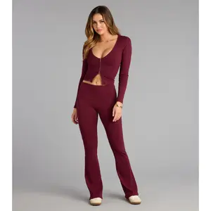 Chill Time Rib Knit Flare Pants