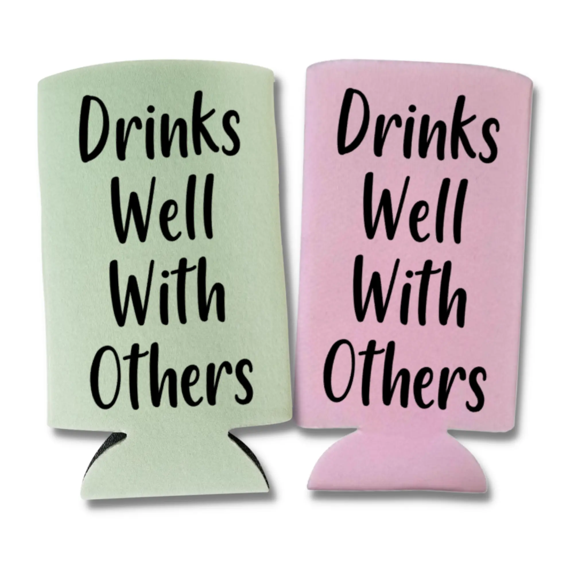 Funny Slim Can Cooler - Drinks Well With Others - Funny Spiked Seltzer Drink Accessory Gift Ideas - Skinny Coolie Drink Accessory Gift Drinkware High Quality Cold