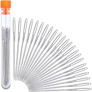 23 PCS Large Eye Sewing Needles, 2.36in Sewing Sharp Needles, Leather Embroidery Thread Needle, Stainless Steel Yarn Knitting Needle with a 3.3in Plastic Bottle