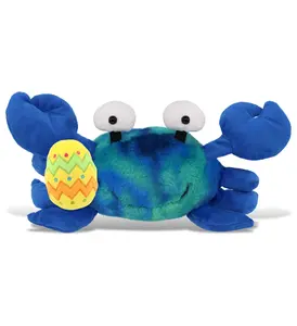 DolliBu Super Soft Blue Tie-Dye Crab with Yellow Easter Egg Plush - 12 Inches
