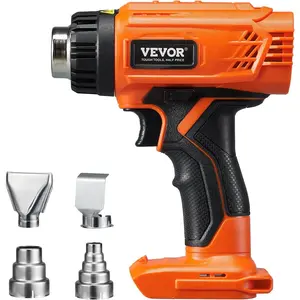 Father's Day Gift VEVOR Cordless Heat Gun, Hot Air Gun Compatible with DEWALT 20V Lithium Batteries, Max 1022 ℉   Heat Shrink Gun with LED Light, 6 Temp & 4 Nozzles, Ideal for Shrink Tubing, PVC Wrapping, Paint Removal