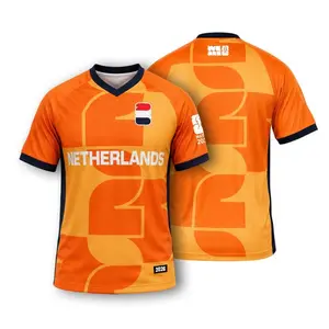 2026 Netherlands Soccer Jersey, Mens Short Sleeve Football Shirt, Breathable Quick Dry Netherlands National Team Fan Top, Casual Sports Tee for Training & Game Day, Orange
