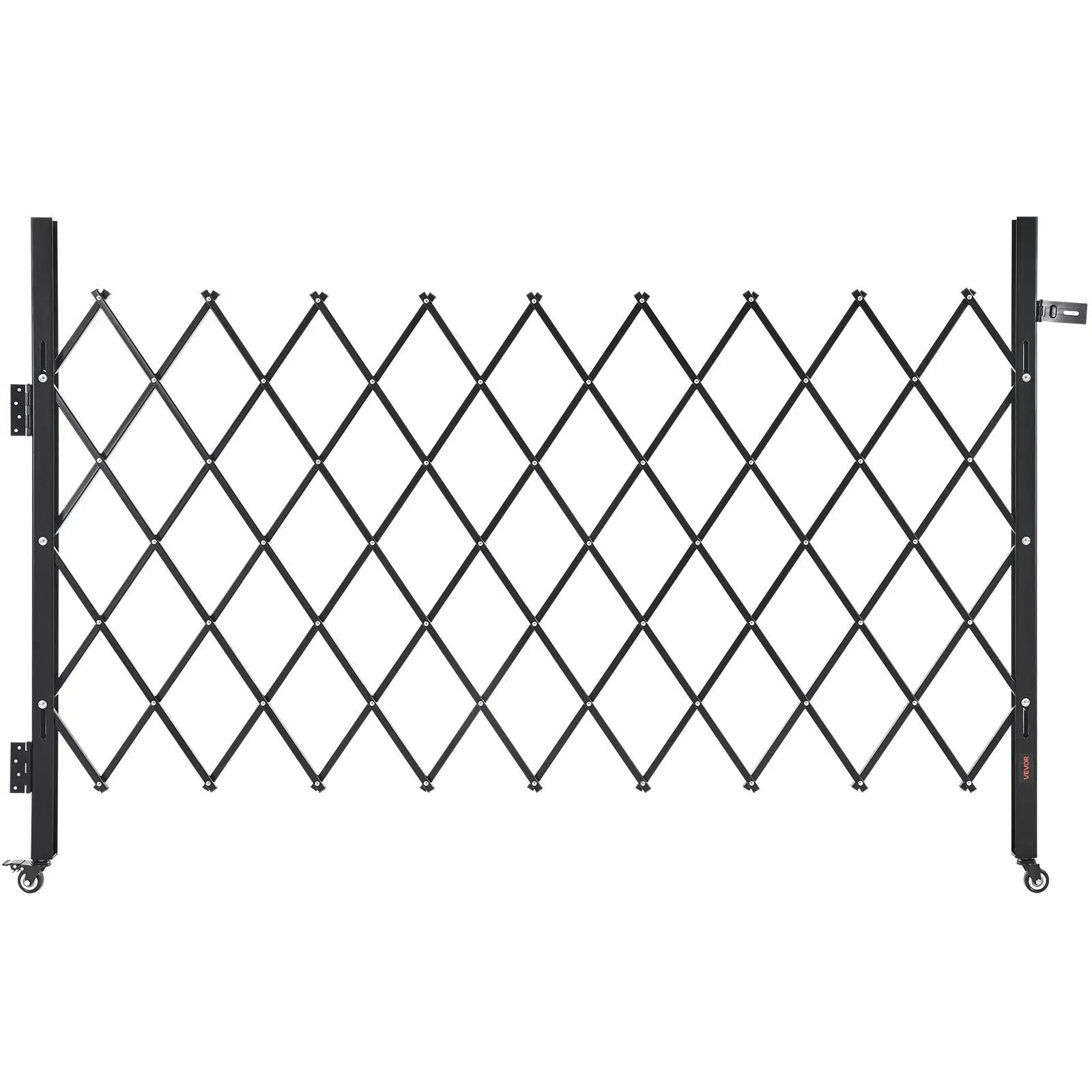 VEVOR Single Folding Security Gate - Lockable Channel Steel Scissor Gate with 360° Swivel Casters, Anti-Tamper Design, Enhanced Durability, Easy Storage, Installation Tools Included, for Warehouse, Garage, Industrial Sites, 74.80x51.57in