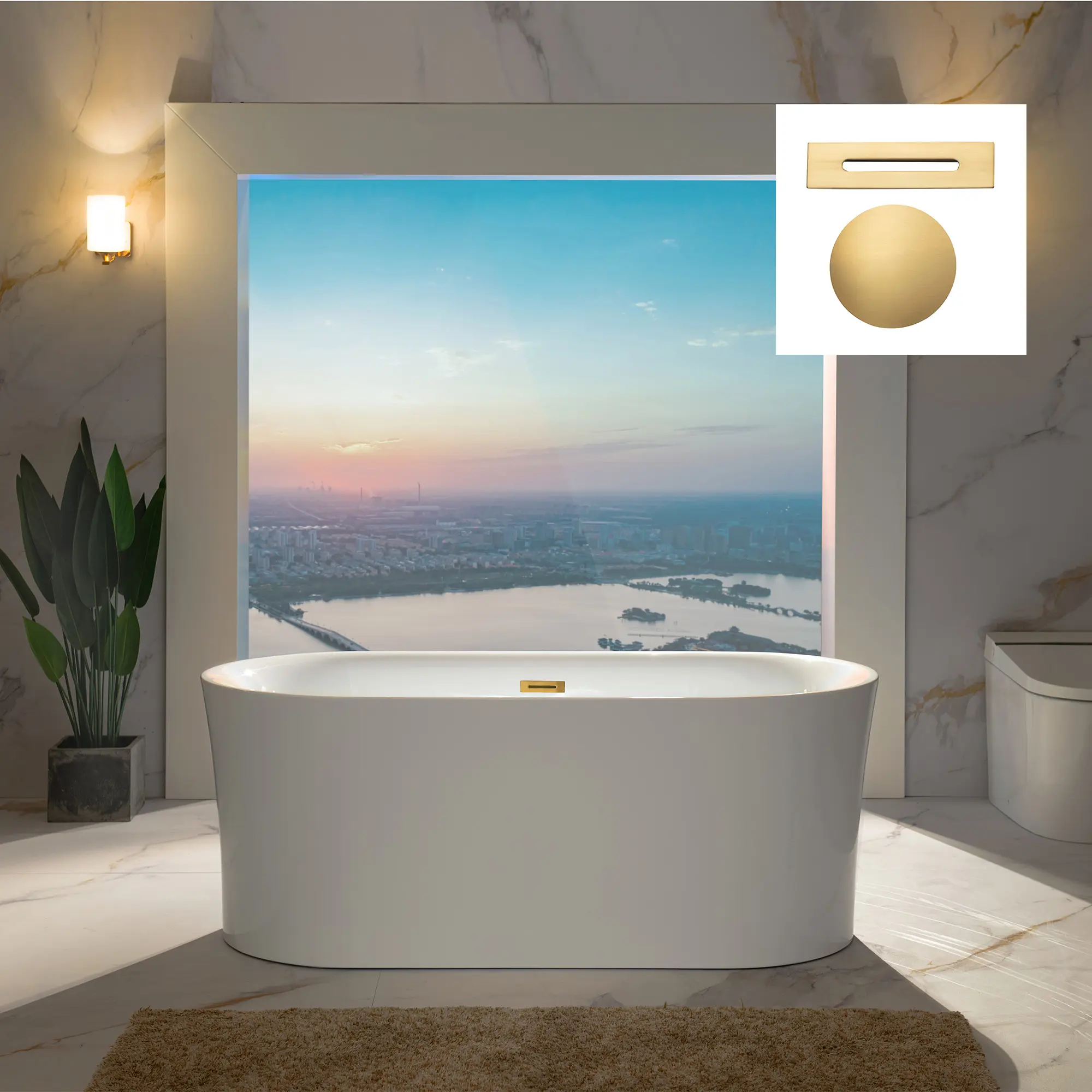 WOODBRIDGE 59" Acrylic Freestanding Bathtub Contemporary Soaking Tub