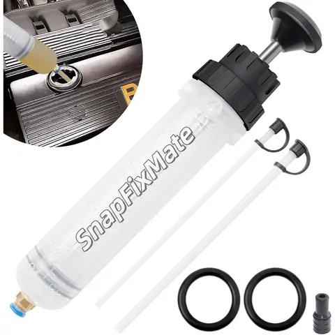 GJANSH 200 CC Fluid Extractor, Oil Extractor Pump, Oil Suction Pump Syringe with Two 9.2" Extension Tubes, Vacuum Siphon Pump, Automotive Oil Change Tools for Gasoline