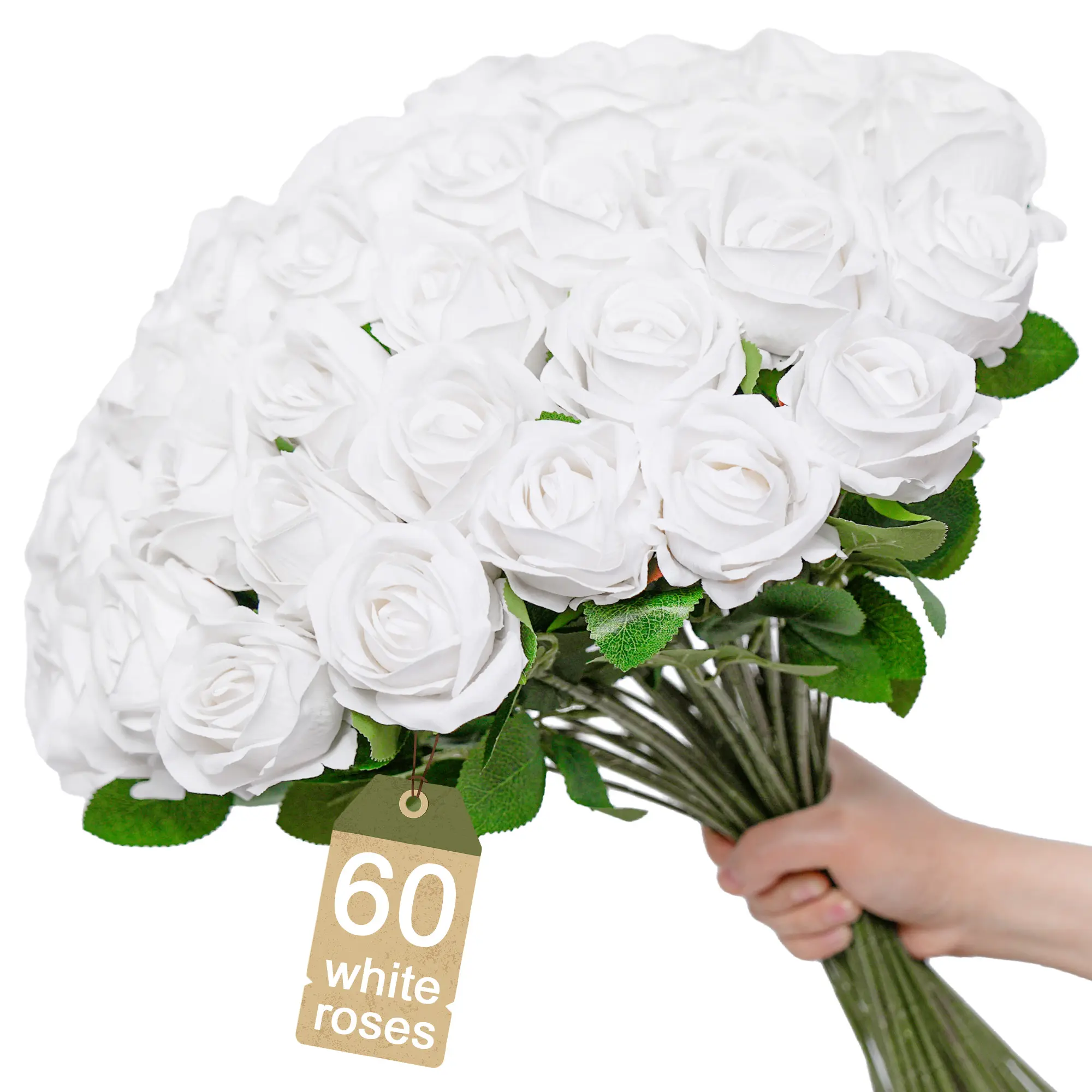60/100PC Artificial roses with long stems, made of silk.Perfect for DIY wedding bouquets, home decor, and floral arrangements. Realistic fake flowers suitable forValentine’s Day , Halloween, Christmas and party table centerpiece