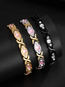 New Fashion Energy Magnetic Bracelet, Eco-Friendly Alloy with Rhinestones, Adjustable Women's Bangle, No Fading, Perfect Gift for Friends, Adjustable Bracelets, Rhinestone Decorated Bracelet
