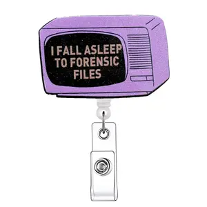 Television Pattern Retractable Badge Reel, Nursing Badge Reel, 1 Count Acrylic ID Holder with Clip, Identification Badges & Supplies for Nurse Doctor Student Office Staff