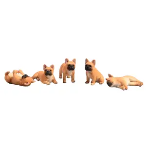 JXK 5 Pack Mini French Bulldog Dog Figurine for Dashboard Decor Bulldog Miniature Bulldog Cake Topper Gifts for Women Mom Birthday