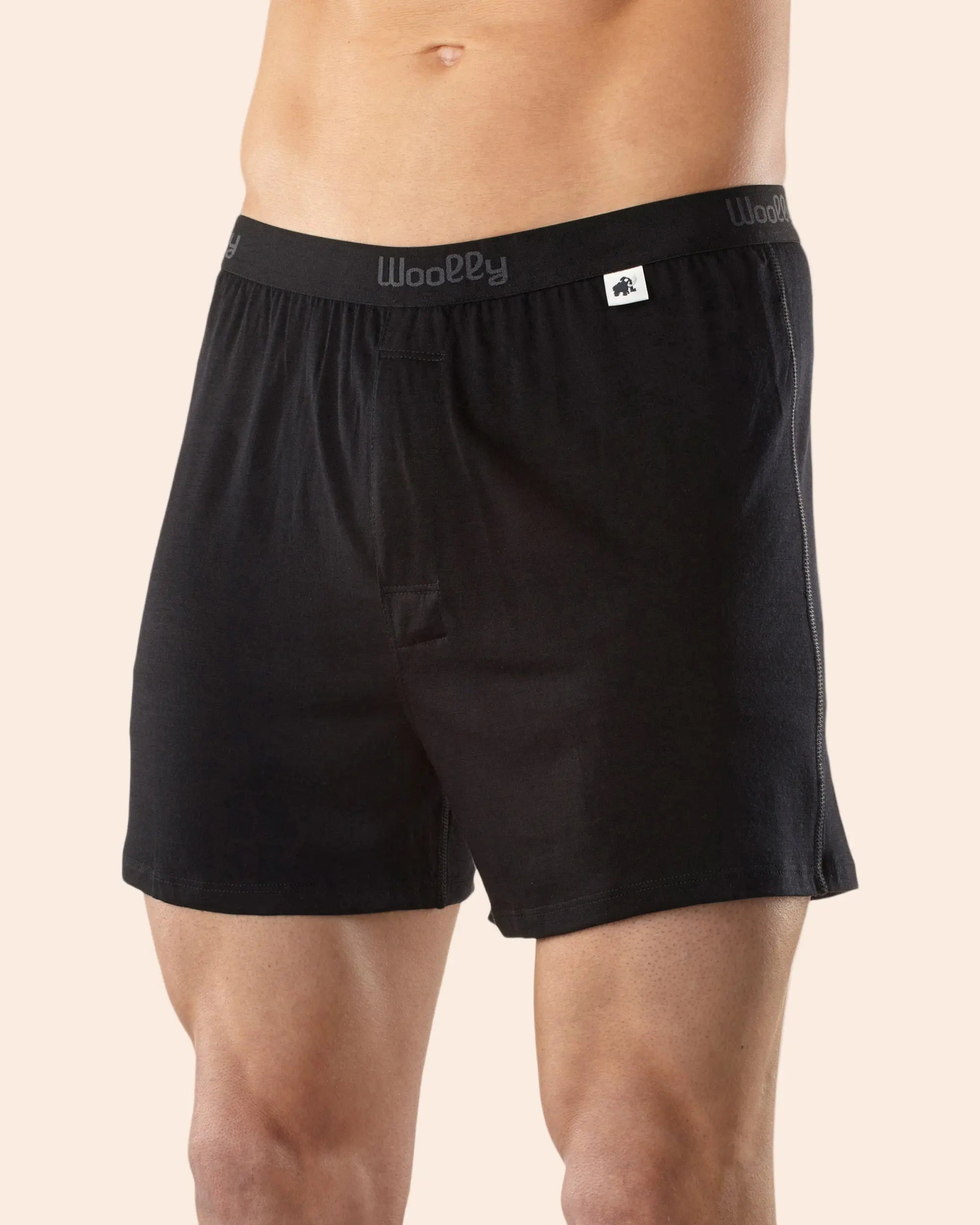 Men's Classic Boxer in Beige, Soft and Silky Material - Wool Menswear Silky Socks Man Soft Plain