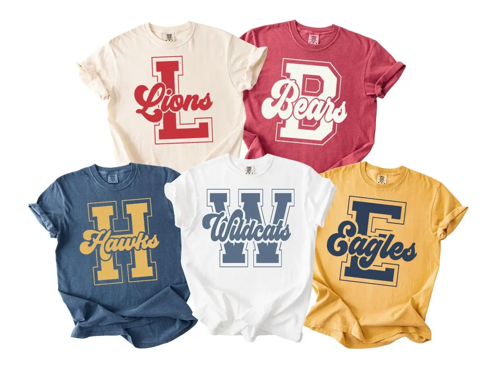 Comfort Colors Custom Mascot Team Shirt, Retro Varsity School Spirit Tee, Personalized College Letter T-Shirt, Football Game Day Fan Gift