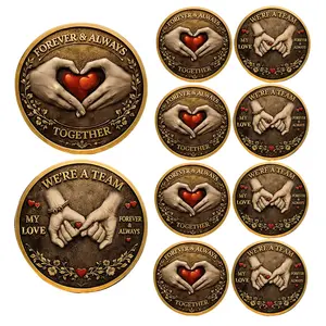 Replica Coin 10pcs/set Romantic Couple Commemorative Coin - Heart-shaped Commemorative Medal - Anniversary Commemorative Collection Coin as a Gift for Your Girlfriend/ Boyfriend/ Loved One on Valentine's Day