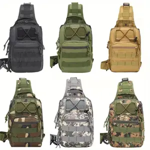 [Multi-Functional Tactical Bag] Khaki Multi-Functional Tactical Chest Bag - Adjustable Crossbody Sling for Outdoor Sports, Polyester, Men's, Small