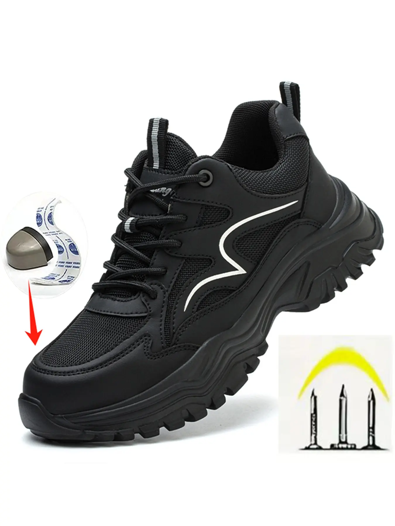 Women's Safety Shoes Steel Toe Anti-Puncture Lightweight Work Shoes Fashion Casual Sports Shoes Steel Toe Sneakers, Comfortable and Durable Footwear Steel Toe Trainers